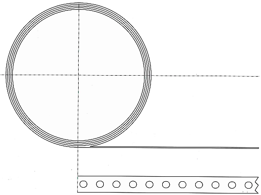 Zeichnung einer Rolle mit ACA-Lochband